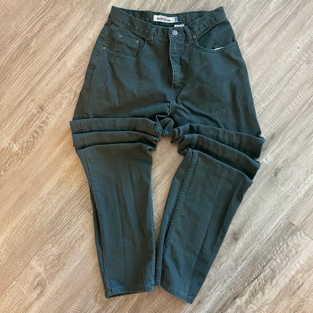 High Sierra Dungarees Green Relaxed Fit High Rise Cotton Denim Jeans Womens 12